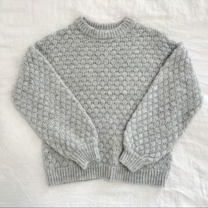 A New Day Sweater Puffy Sleeves Grey Knit XS